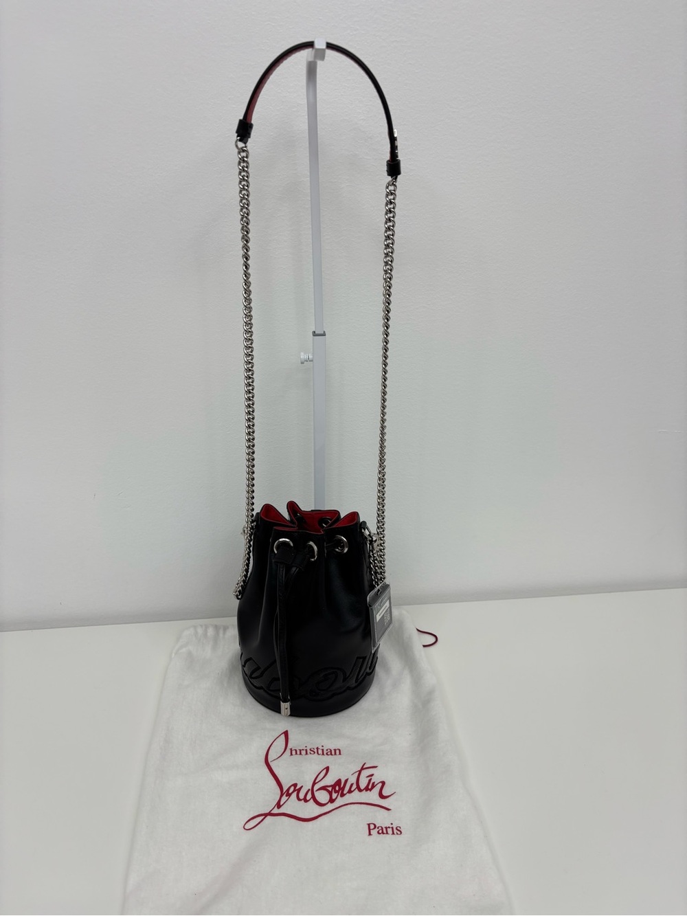 Christian Louboutin Marie Jane Black Leather Bucket Bag - Picture 6 of 8